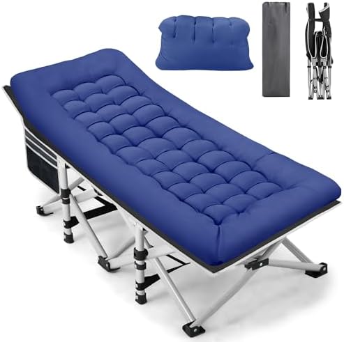 Fragess Foldable Camping Cots for Adults, 28" Extra Wide Cot with Removable Mattress, 600LBS Max Load, Sleeping Cots for Camping Outdoor/Office, Guest (Azure) by Fragess