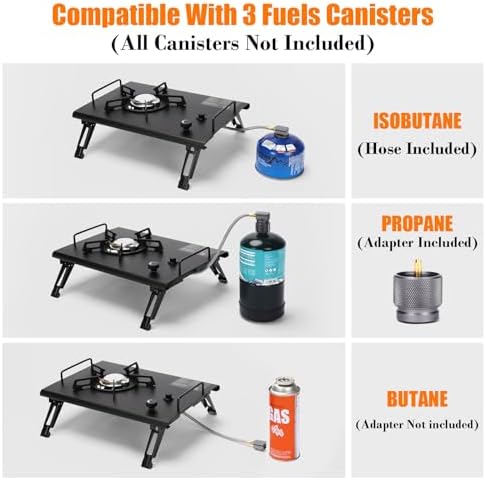 Camping Stove for IGT Table, Portable Isobutane Gas Stove with Carry Bag, 4000W Camp Stove,Folding Propane Burner, IGT Accessories for Picnic, RV, Car Trip, Tailgating, Patio, Backyard - Image 3