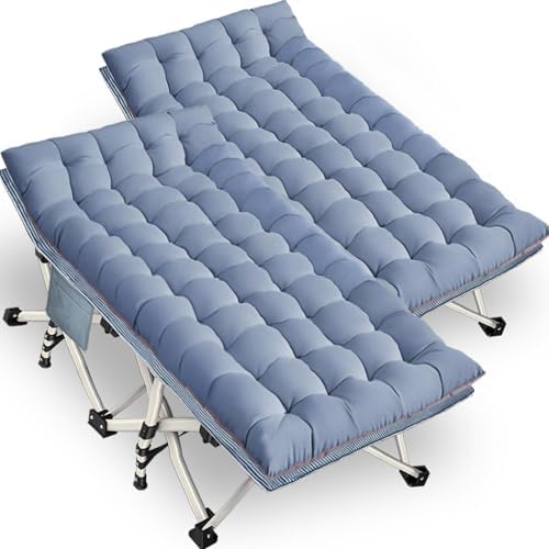 2 Pack XXL 32" Camping Cot with Mattress, Sleeping Cots for Adults by GETOVIN