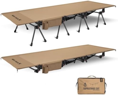 ONETIGRIS SUPRATIROS Extra Large Camping Cot, Height Adjustable Oversized Sleeping Cot with Extending Legs for Camping, Car Trips, Truck, Beach, Office Nap, Sturdy Supports Up to 400lbs by OneTigris