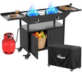 2 Burner Propane Camping Stove Outdoor|150000 BTU|Side Shelf with Cabinet by Pipopa