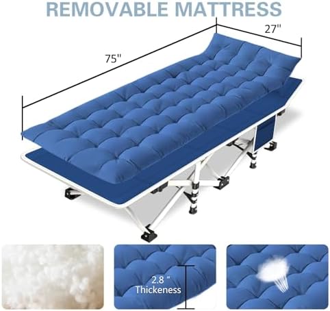 2 Pack Camping Cot with Mattress, Camping Cots for Adults - Image 3