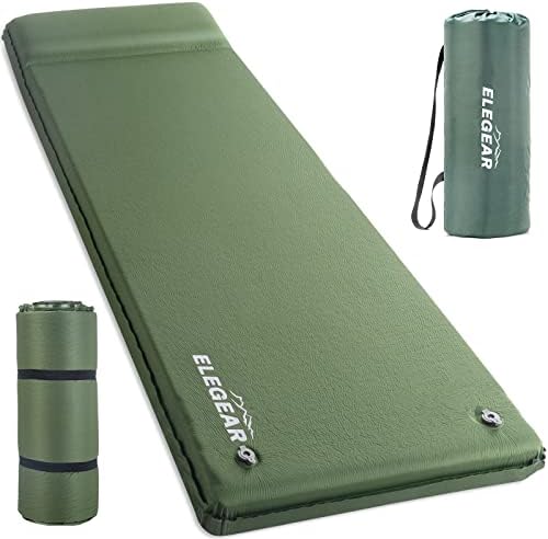 Elegear Self Inflating Sleeping Pad with Pillow 26D Memory Foam 3.15" by Elegear