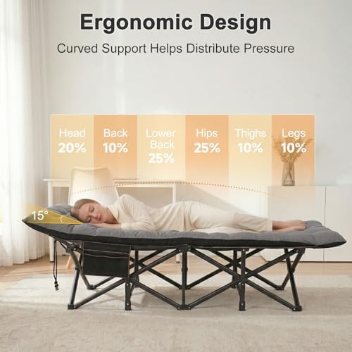 ABORON XXL Folding Camping Cot for Adults, 32 in Wide with Mattress, 900 lb - Image 3