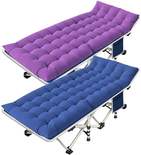 2 Pack Camping Cot with Pad, Cot Bed Folding Cot,Blue and Purple by NESDCC