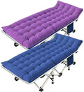 2 Pack Camping Cot with Pad, Cot Bed Folding Cot,Blue and Purple by NESDCC