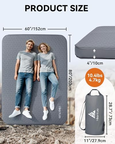 Hikenture 4" Thick Self Inflating Sleeping Pad, Foam & Air Camping Mattress - Image 6