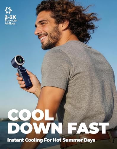 Diveblues Portable Handheld Turbo Fan, 5 Gear Wind, Battery Operated, Up to 12 Working Hours, 3 IN 1 Hand Fan with Air Turbo Tech Cooling Fan for Outdoor Activities, Travel, Working - Image 2