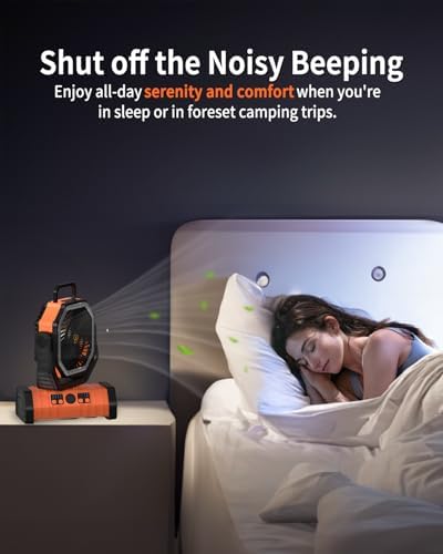 ADUST Camping Fan Battery Powered 20000mAh Outdoor Tent Fans - Orange - Image 2