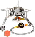 Portable Backpacking Stove with Piezo Ignition Windproof Camping Gas Stove Camp Stove Foldable Burner with Propane Canister Adapter for Outdoor Camping Hiking Picnic by SEADESKY