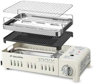Naturehike Butane Grill Stove Outdoor Camping Stove Portable with Detachable 4-Piece Cookware Set with Carrying Bag for Picnic Backpacking and Tailgating by Naturehike