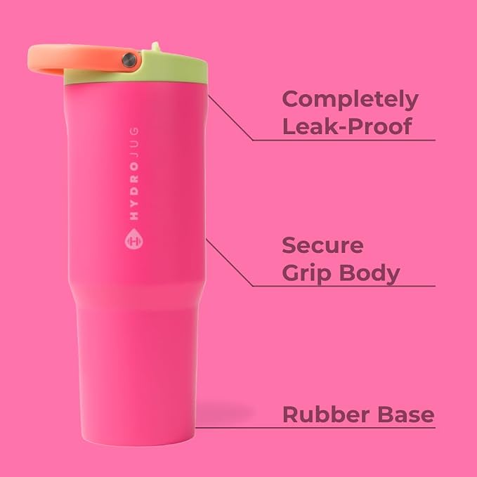 HydroJug Sport - Stainless Steel Tumbler with Straw, Vacuum Insulated, 32oz Leakproof Water Bottle, Ergonomic Design, Reusable, Dishwasher Safe, Rubber Base, Durable for Gym or Outdoors, Orchid - Image 2