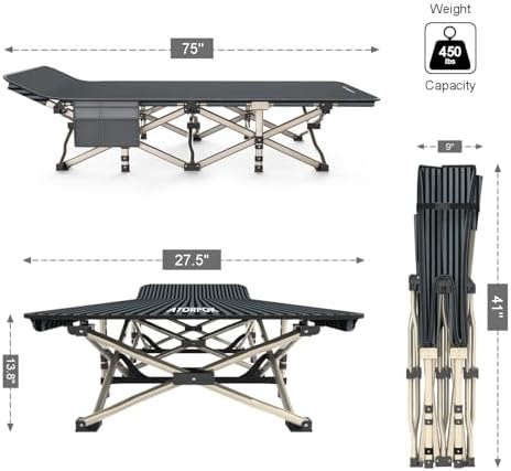 ATORPOK Camping Cot for Adults Comfortable, Tent Folding Cot for Sleeping - Image 2