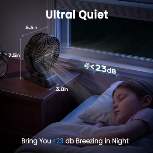 Camping Fan, 12000mAh Clip on Fans with LED Lights/ Remote/ Hooks/3 Levels - Image 4