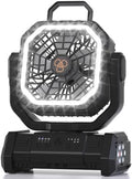 Honesorn 20000mAh Camping Fan Rechargeable with LED & Light Remote, Black by Honesorn