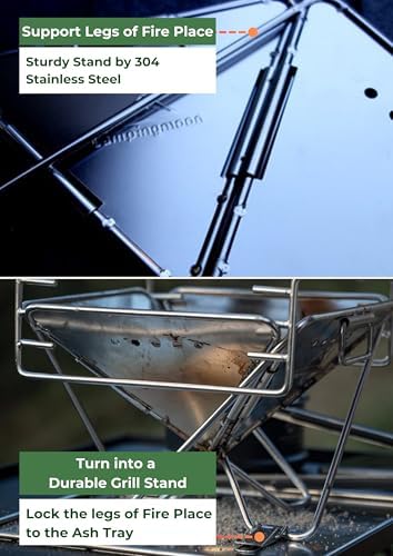 CAMPINGMOON Portable Charcoal Grill 9.65 Inch Stainless Steel Tabletop Grill Fire Pit 3 Level Adjustable Height Grill for Camping Outdoor Cooking Barbecue Carry Bag X-MINI-PRO - Image 5