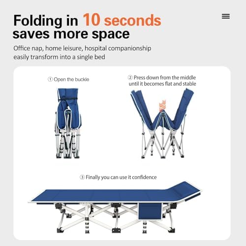 COLMERD Camping Cot with Comfortable Mattress,Cots for Sleeping with Pad - Image 6