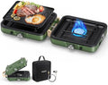 OGERY 2-Burner Foldable Camping Stove with Griddle (Textured & Smooth) and Carrying Bag, Portable Propane Camp Stove with 2 Adjustable Burners & Piezo Ignition, for Camping Tailgating Essentials Gear by OGERY