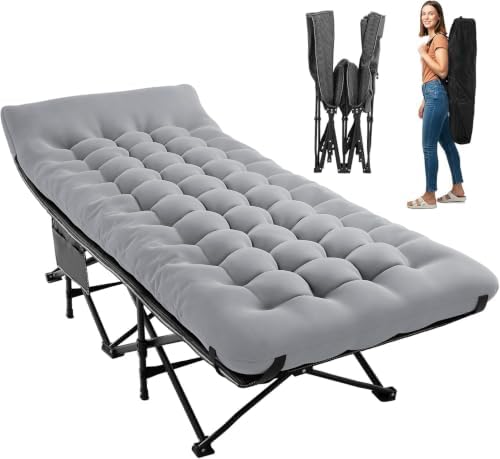 JEAREY Camping Cot for Adults, 28 in Wide with Mattress, Bright Gray by JEAREYOutdoorsCollection