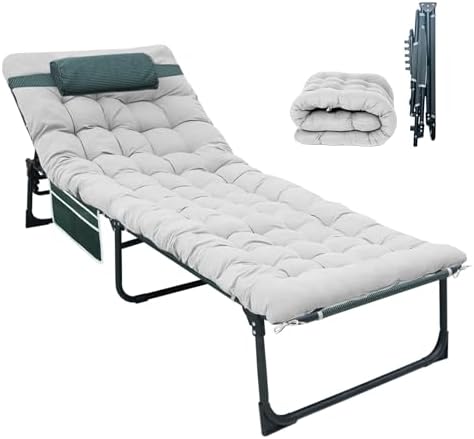 YELLOW JACKET Folding Sleeping Cot, Camping Cot with Mattress for Adults 450lbs Max Load, Portable Camping Cot with Pillow, Adjustable 5-Position Cot for Camping, Home,Office,Travel by YELLOWJACKET