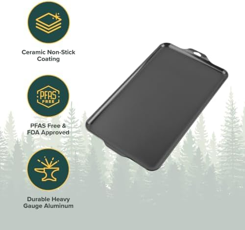 Coghlan's Camp Griddle, Lightweight Aluminum, 16.5 x 10" size, PFAS-Free and Non-Stick Ceramic Coating Cooking Surface for Two Burner Stoves, Ideal for Camping and Outdoor Cooking - Image 2