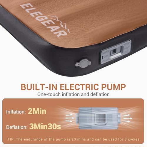 Elegear Air & Foam Camping Mattress 4" Built-in Electric Pump (Khaki,Full) - Image 2