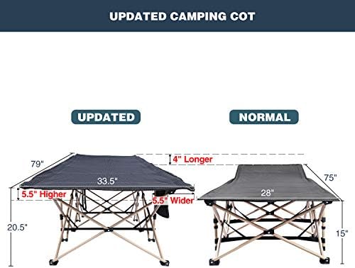 REDCAMP Oversized Camping Cots for Adults 500lbs, 33.5'' Extra Wide Tall Sleeping Cots Heavy Duty, XL Cots Portable for Outdoor Indoor Office, Dark Grey - Image 3