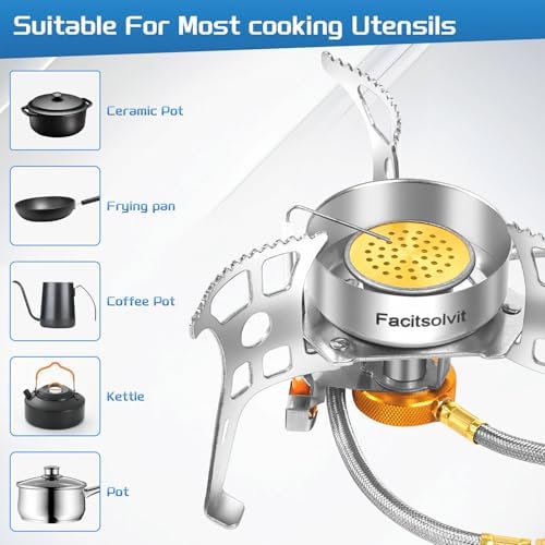 3900W Portable Windproof Camping Stove Gas Cooking Burner, Lightweight Propane Burners with Piezo Ignition and Carrying Bag for Outdoor Backpacking Picnic Hiking - Image 6