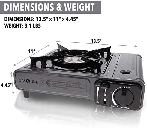 GasOne Portable Butane Camping Stove with Case + 4 Fuel Canister Catridge: Automatic Ignition, Precise Heat Control - Camping & Tailgating and Outdoor Cooking - Image 2