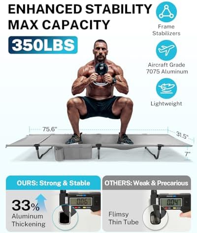 Gonex 31" Wide Camping Cot Lightweight Folding Portable Camp Cot for Adult - Image 2
