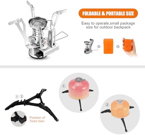 Odoland Camping Cookware Stove Set with 1.2L/0.6L Pots and Protable Stove - Image 4