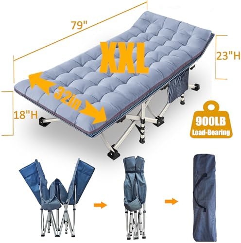 2 Pack Oversize 32" Width Cot, Camping Cot with Comfortable Mattress - Image 4