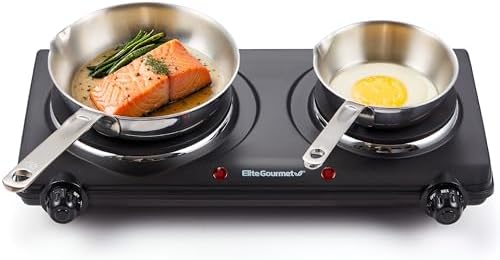 Elite Gourmet Double Cast Iron Burner, 1500W Hot Plate, Adjustable Temp by EliteGourmet