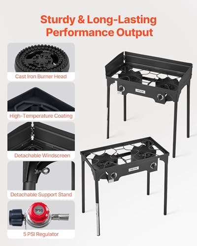 VEVOR 2 Burner Outdoor Propane Gas Stove, Propane LPG Gas Camping Stove, - Image 4