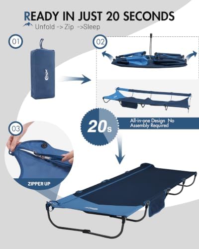 Portal 7.1lb Folding Camping Cot, 20-Sec Setup, Tent-Friendly, 225lb Max - Image 4