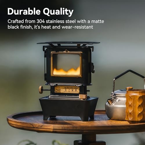 Thous Winds Camping Oil Lantern, Fuel Lamp for Outdoor Lighting Portable Stove for Cooking Warming, Black - Image 2