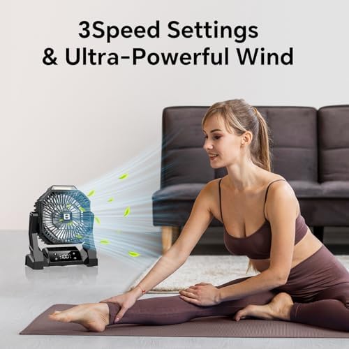 Portable Camping Fan with LED Lantern, 30000mAh Rechargeable Battery Operated Fan with 5 Speeds & Digtal, Personal USB Table for Camping Essential ＆ Hurricane-Ready - Image 2