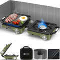 2-Burner Pro Camping Stove,24000 BTU Camp Stove,Foldable Propane Stove Includes Carry Bag,Windscreen Griddle, Portable Stove,Camping Essentials,Suitable For Outdoor Cooking,Tailgating,Grilling (Green) by Unknown