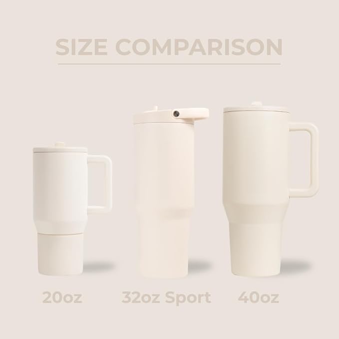 HydroJug Sport - Stainless Steel Tumbler with Straw, Vacuum Insulated, 32oz Leakproof Water Bottle, Ergonomic Design, Reusable, Dishwasher Safe, Rubber Base, Durable for Gym or Outdoors, Cream - Image 4