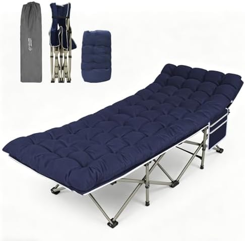 YELLOW JACKET Camping Cot,Folding Camping Cot Bed for Adults Upgraded 32" Wide Sleeping 1200D Double Layer Oxford Portable Folding Outdoor Cots for Camping Home Office Nap Beach Travel by YELLOWJACKET