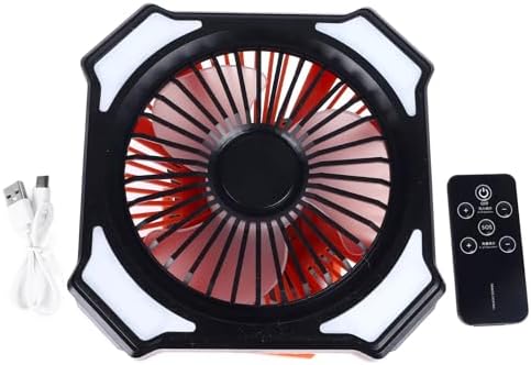 Portable Camping Fan with LED Lantern, 10000mAh Rechargeable Battery Powered Tent Fans for Camping Hanging, Ultra Quiet for Picnic, Barbecue, Fishing, Travel, Home (Black Orange) - Image 2