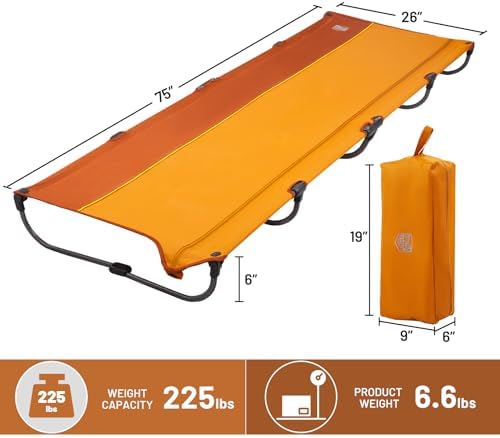 TIMBER RIDGE 20-Second Quick Set-Up Camping Cot, Aluminum Folding Cot - Image 5