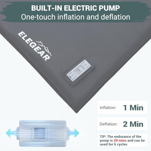 Elegear Self Inflating Sleeping Pad with Electric Pump 3.15" Memory Foam - Image 2