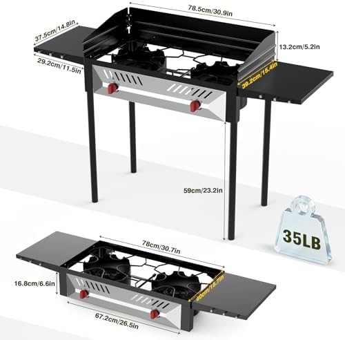 BESTFIRE High Pressure 150k BTU 2 Burner Outdoor Propane Gas Stove - Image 5