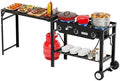 ROVSUN 3 Burner Outdoor Propane Gas Stove with Foldable Work Station, Auto-ignition & Regulator, 225,000 BTU Powerful Camping Burner with Portable Wheels for Backyard Patio Cooking Brewing Frying by ROVSUN