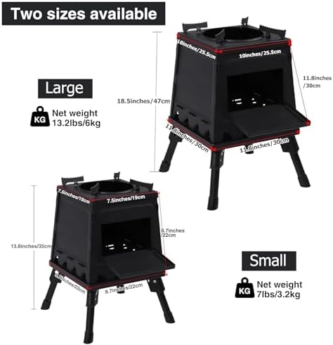 Wood Burning Camp Stove, Portable Cast Iron Camping Wood Stove, Black Woodstove with Carrying Case for Backpacking Outdoor Cooking - Image 2