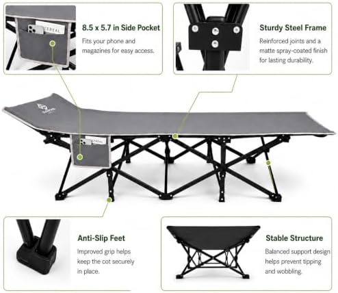 Folding Camping Cot for Adults with Pad, Padded Portable Sleeping Cots, Camp Bed for Outdoor Travel, Beach, Hiking - Image 3