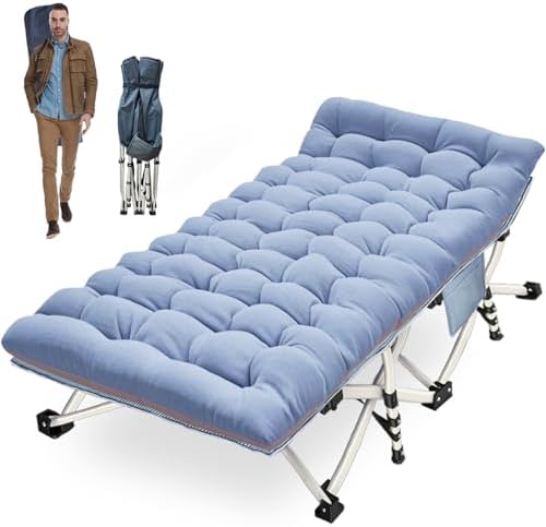 COLMERD Oversize 79" L x 32" W x 18" H Camping Cot,Camping Bed with Mat by COLMERD