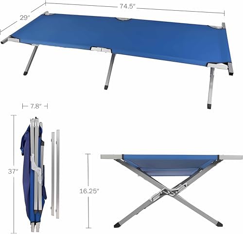 HOMSUPPLIE'S Folding Camping Cot,Outdoor Portable Camp Bed, Sleeping Cots with Carry Bag (Blue) - Image 3