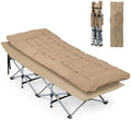 VINGLI Folding Camping Cot Bed,Camping Cots for Adults with Mattress, Foldable Cots for Sleeping with Pillow 1200D Layer Oxford for for Guest,Travel,Hiking-Brown 2P by VINGLI